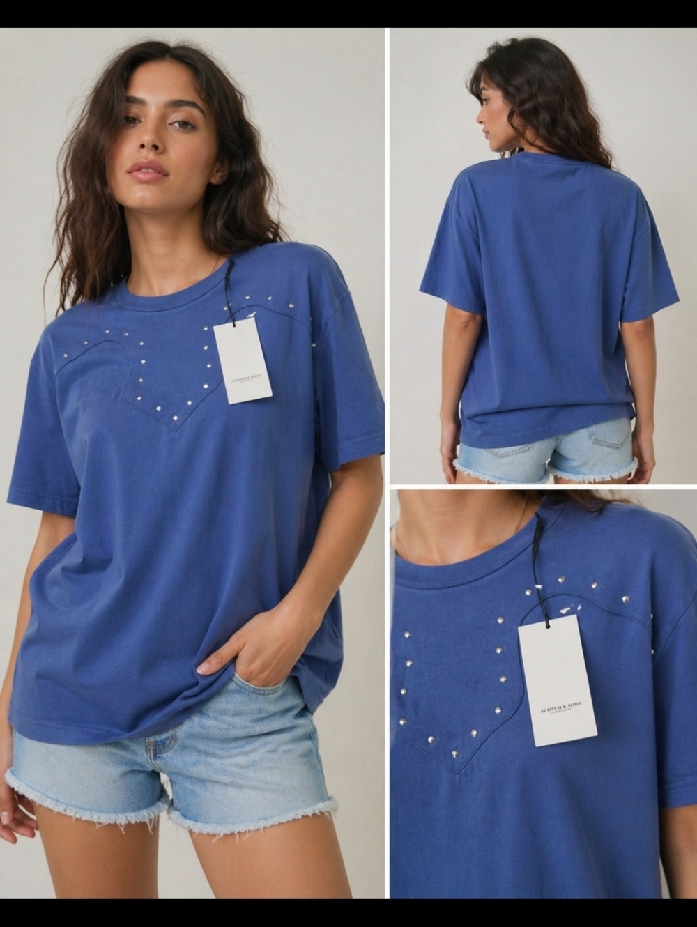 Scotch & Soda Oversized Studded 100% Cotton Shirt Large